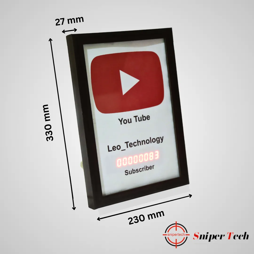 Large Classic Customized YouTube Subscriber counter, Real-Time YouTube  Subscription Counter, Wifi, play button – Snipertech